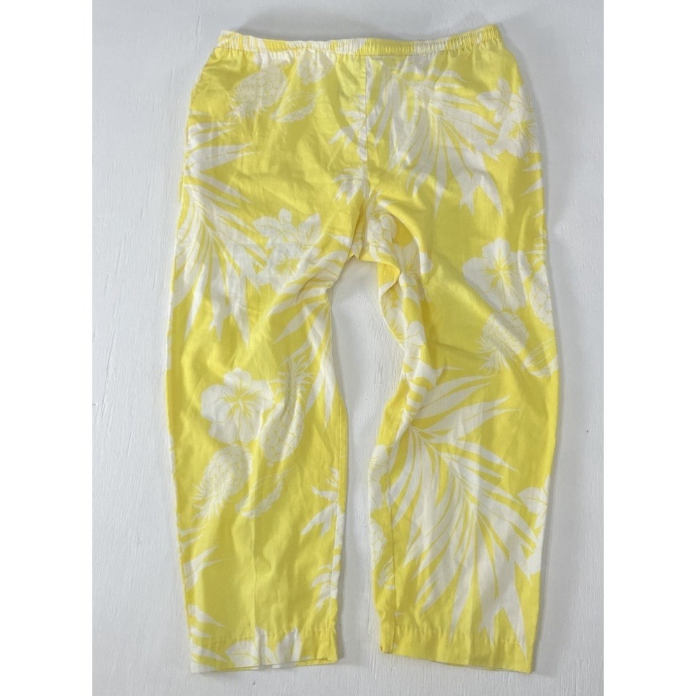 Vintage Bright Yellow White Flowy Boho Beach Pants Women's L FP lounge Summer
